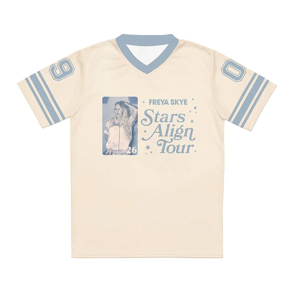 Freya Skye Stars Align Tour 2026 Jersey Football Tee V-neck Loose Summer Short Sleeve T-shirt Design Graphic Print Merch Unisex