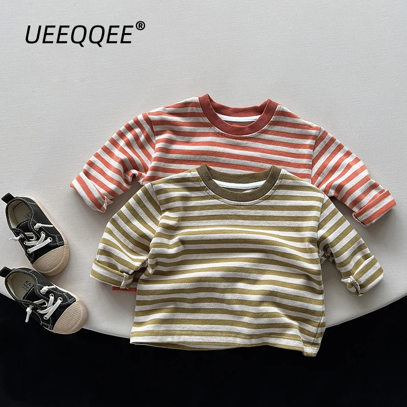 

Cotton Striped 2024 Spring Autumn New Children T Shirts Casual Boy Girl Long Sleeve Tops Tees Toddler Wear Kids Clothes For 1-8Y