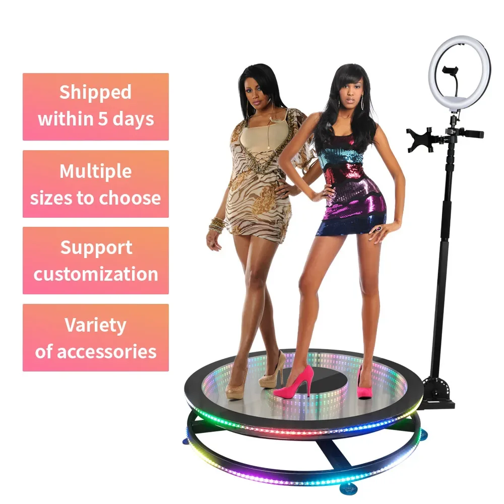 2021 NEW Arrival Tempered Glass LED 360 Degree Photo Booth Automatic Rotating With RGB Light Photo Booth 360 Photobooth