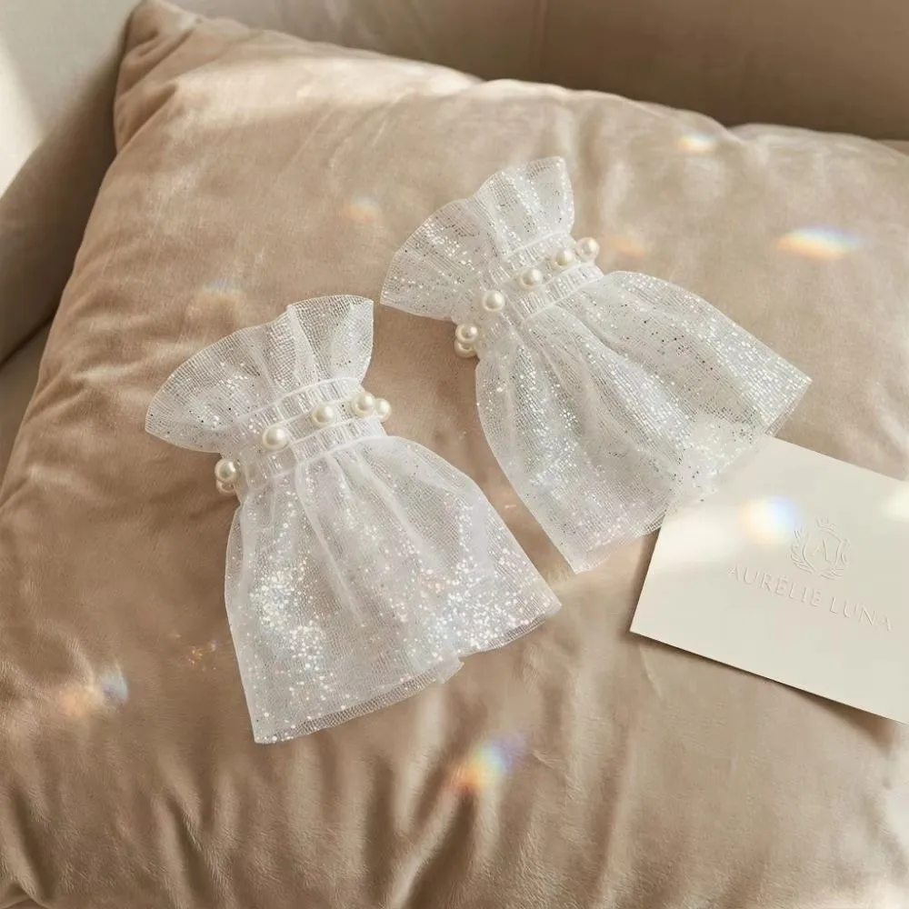Glitters Shining Fake Wrist Cuff Detachable Arm Wear Arm Sleeves Pearl Tulle Short Decorative Wrist Sleeve Manicure Photography