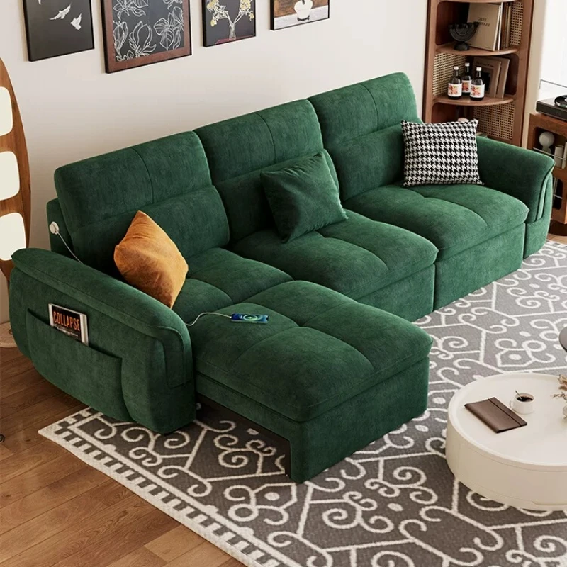 CX Chenier cotton and linen electric sofa, adjustable intelligent automatic retractable sofa bed dual-purpose