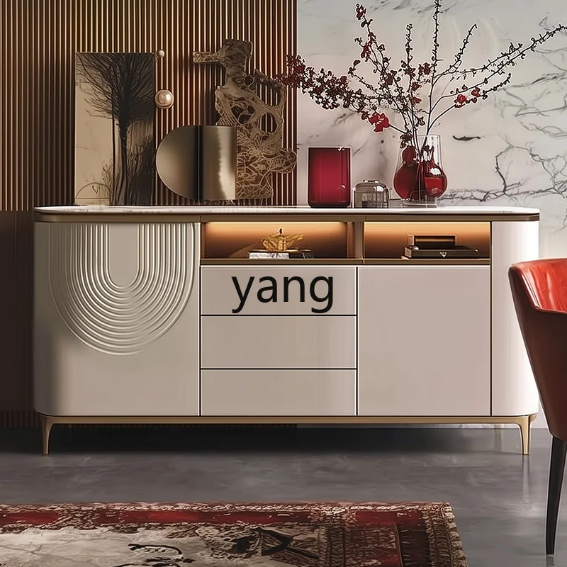 

TGF light luxury high-end dining side cabinet integrated storage against the wall solid wood partition entrance cabinet