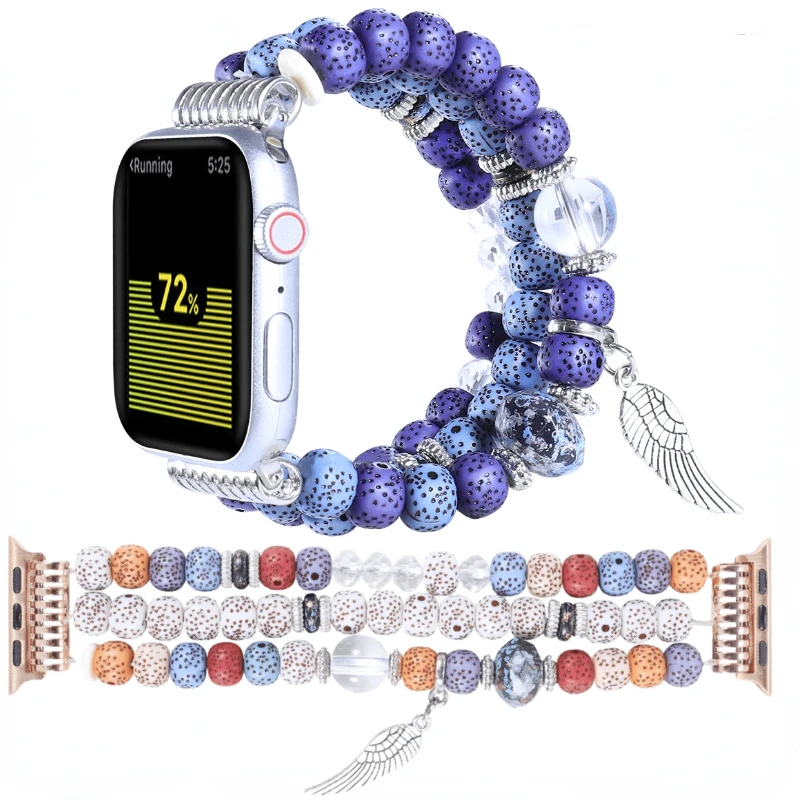 Jewelry beaded strap For Apple Watch 10 42mm 46mm 9 8 7 45mm 41mm 6 5 4 3 SE 44mm 40mm Elastic Bracelet band iWatch 42mm 38mm