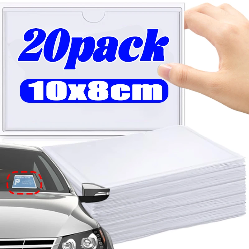 Saco de cartão transparente capa de cartão de plástico pára-brisa bolso de licença de estacionamento auto-adesivo saco de etiqueta clara titular do cartão de armazenamento de contas