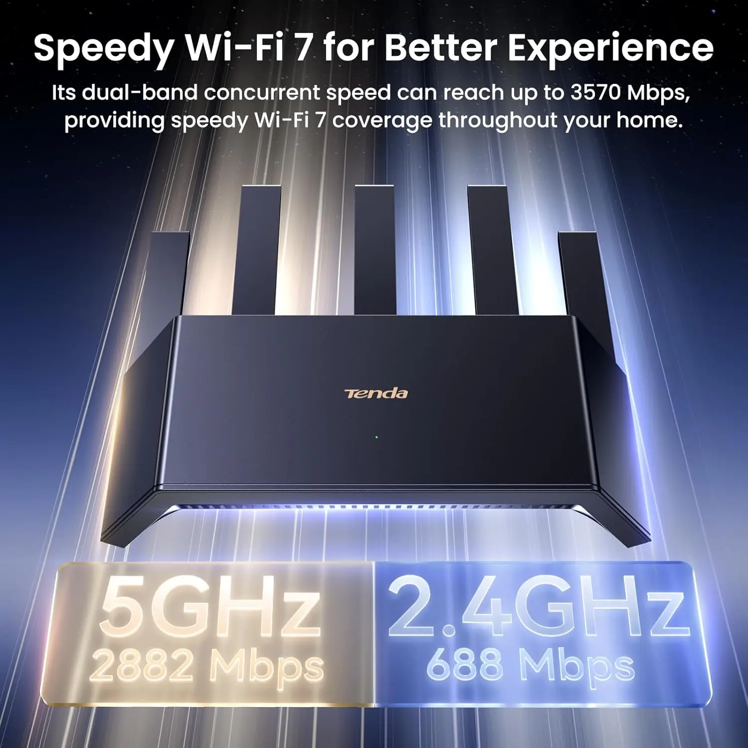 جهاز توجيه Tenda BE3600 WiFi 7 ثنائي النطاق 1 جيجا هرتز وحدة المعالجة المركزية تسريع الألعاب 3570 ميجابت في الثانية جيجابت وان شبكة شبكية مكرر VPN NFC CE3L