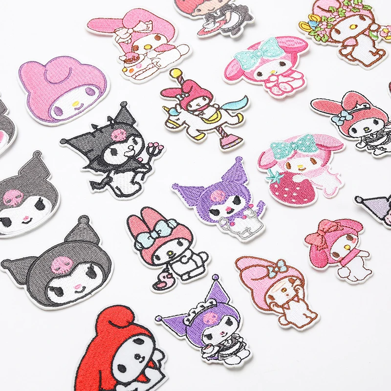 Cartoon cute Sanrio embroidery patches Kuromi ironing iron patch children's clothing patch bags,shoes, hats, decorative stickers