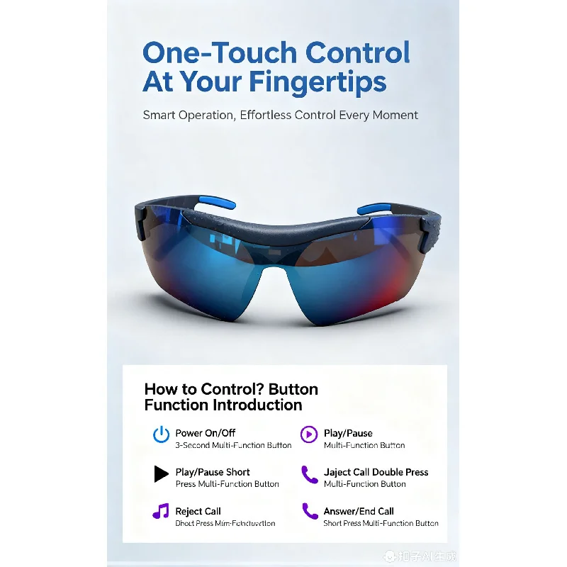 نظارات ذكية جديدة للذكاء الاصطناعي لركوب الدراجات في الهواء الطلق - مكالمة بلوتوث متعددة الوظائف، تشغيل الموسيقى، ترجمة متزامنة بالذكاء الاصطناعي، Hi-Fi 5D #6