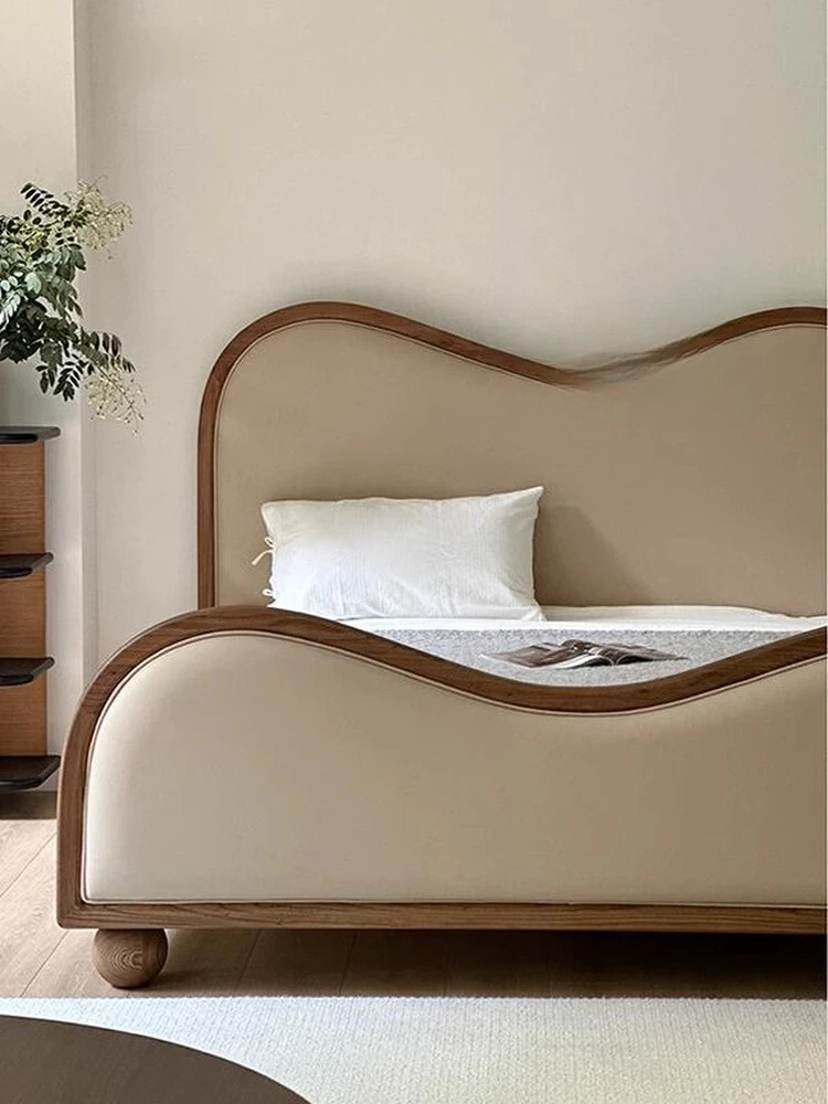 

French medium and ancient style solid wood bed retro soft bag bed