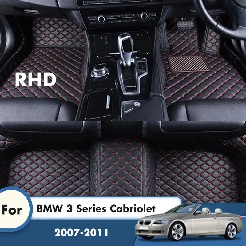 

RHD Car Floor Mat For BMW 3 Series Cabriolet 2007 2008 2009 2010 2011 Custom Artificial Leather Carpet Car Interior Accessories