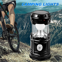 Solar LED Portable Lantern Telescopic Torch Lamp Multi-Function Outdoor Camping Emergency Tent Lamp COB Lighting Black