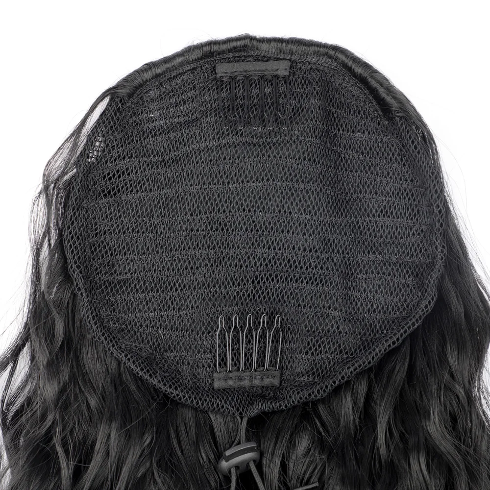 Coda di cavallo dritta sintetica da 30 pollici per donne nere Coulisse Parrucchino lungo Estensioni coda di cavallo Capelli resistenti al calore Coda finta