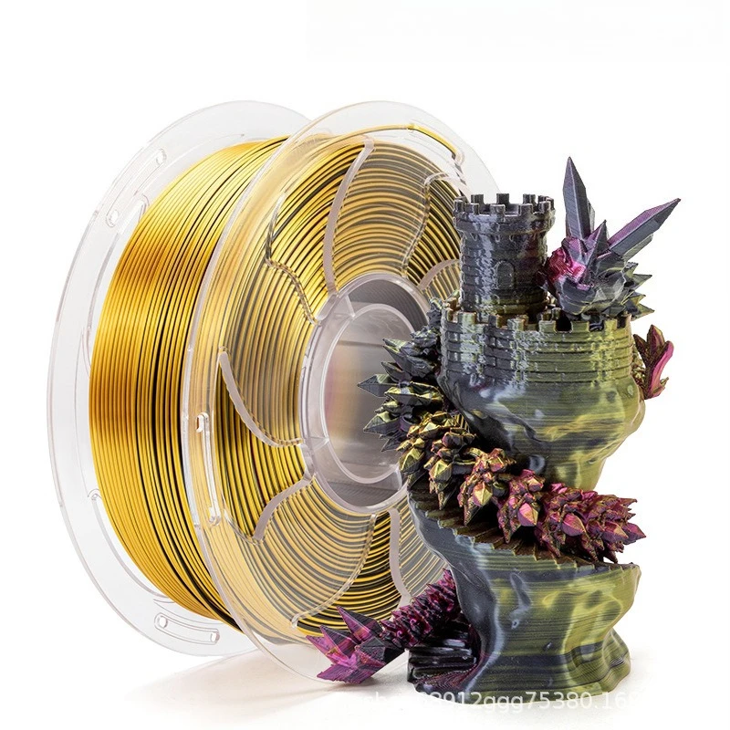 

Tri-Color Silk PLA 3D Printer Filament 1.75mm 1KG Multicolor Shiny PLA Material Bright Gloss Finish Smooth Printing No Tangle