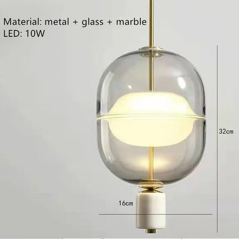 Plafonnier LED en verre ambré et métal, design nordique créatif, luminaire décoratif d'intérieur, idéal pour une chambre à coucher ou un restaurant