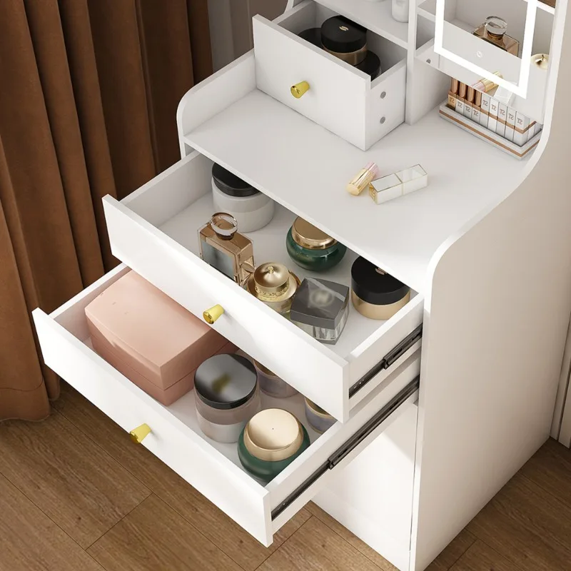Carro de almacenamiento rodante blanco portátil con cajones, carrito organizador multifuncional para dormitorio, baño, cocina, organización del hogar