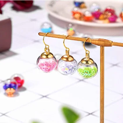 20Pcs Clear Glas Ball Charms Hanger Met Tiny Shiny Star Pailletten 21X16Mm Voor Sieraden Maken Oorbellen sleutelhanger Ketting Diy