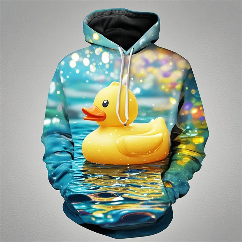 Funny Yellow Duck Rubber 3D Printing New In Hoodies & Sweatshirts Kid Cute Streetwear Hooded Hoody Women Sweatshirts Pullovers