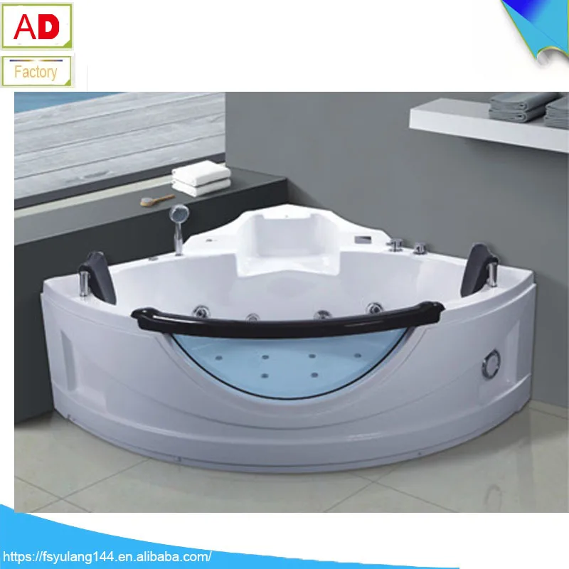 Jczi Home Bathtub Large Size Sector Triangle Acrylic Massage Whirlpool Bathtub with Drain Pipe