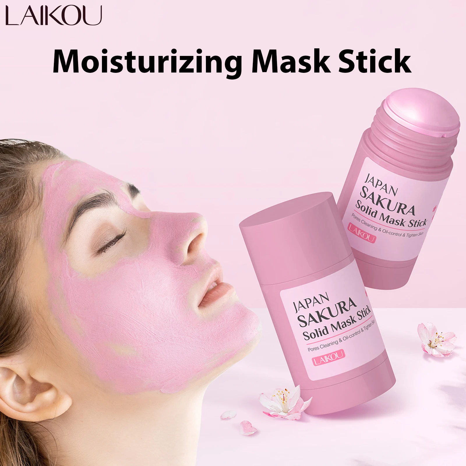 LAIKOU Sakura Solid Face Mask Stick Deep Cleanser Facial Mask Reduces Blackhead Pores Oil Control Moisturizing Mud Face Mask 40g