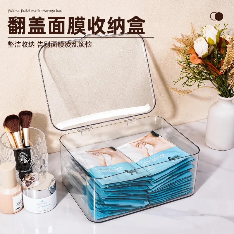 

Cosmetics Storage Box Desktop Transparent Large Capacity Covered Storage Box