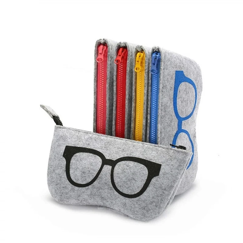 5 Colors Unisex Cosmetic Bag Portable Wool Felt Cloth Glasses Bag Eyeglasses Cases Sunglass Pen Students Unisex Storage Bags