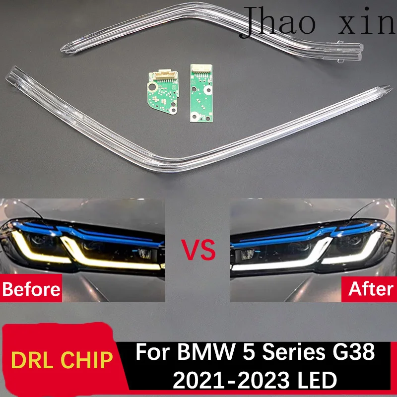 

Подходит для BMW 5 серии G30 G38 2021-2023: Светодиодные дневные ходовые огни (ДХО) с чипом, лампой, балластом и платой Angel Eye, белый свет