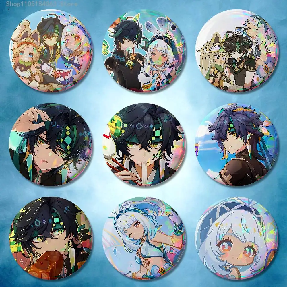 

Genshin Impact Kinich Mualani Badges 25 32 44 58 75 mm Round Cosplay Pin Bag Decor Fans Collect Friends Gifts Brooch Souvenir