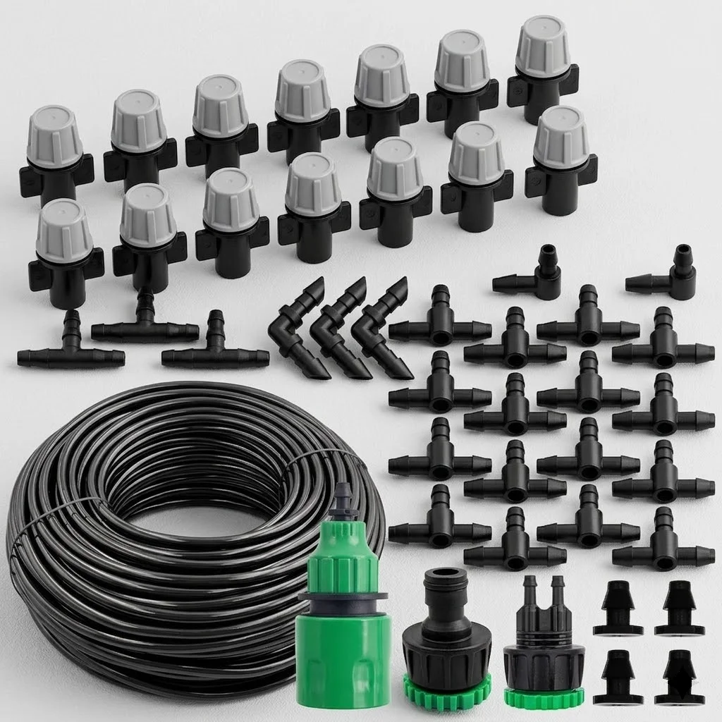 10-20M Automatic Watering Irrigation System with Portable Misting Fog Nozzles Garden Hose Spray Head Including 4/7mm Connector