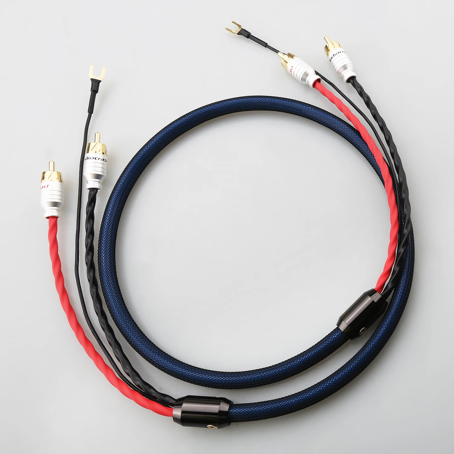 Kabel audio A10 HIFI 2RCA z przewodem uziemiającym, kabel do podłączenia gramofonu, wzmacniacza i obudowy, z pozłacanymi wtykami. — zdjęcie produktu 6