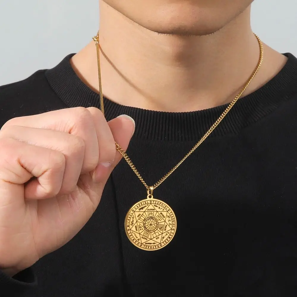 New Vintage 7 Archangels Amulet Pendant Mystica Seven Archangels Magic Circle Seal Tetragrammaton Sigil Charm for Men Women