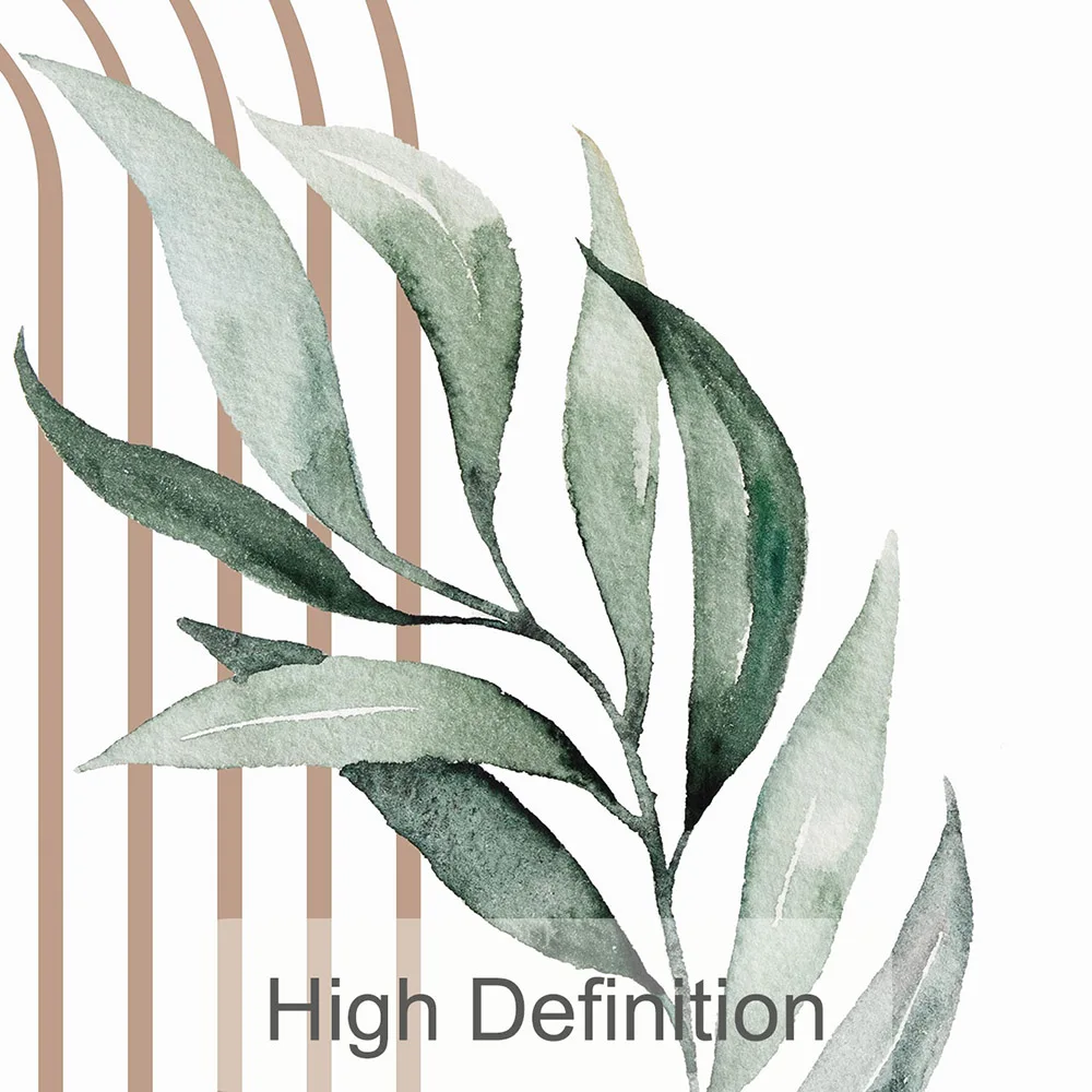 مجموعة من 3 منتصف القرن بوهو ريترو مجردة المشارك قماش طباعة الهندسة الخضراء الرسومات النباتية ورقة اللوحة الحديثة جدار الصورة