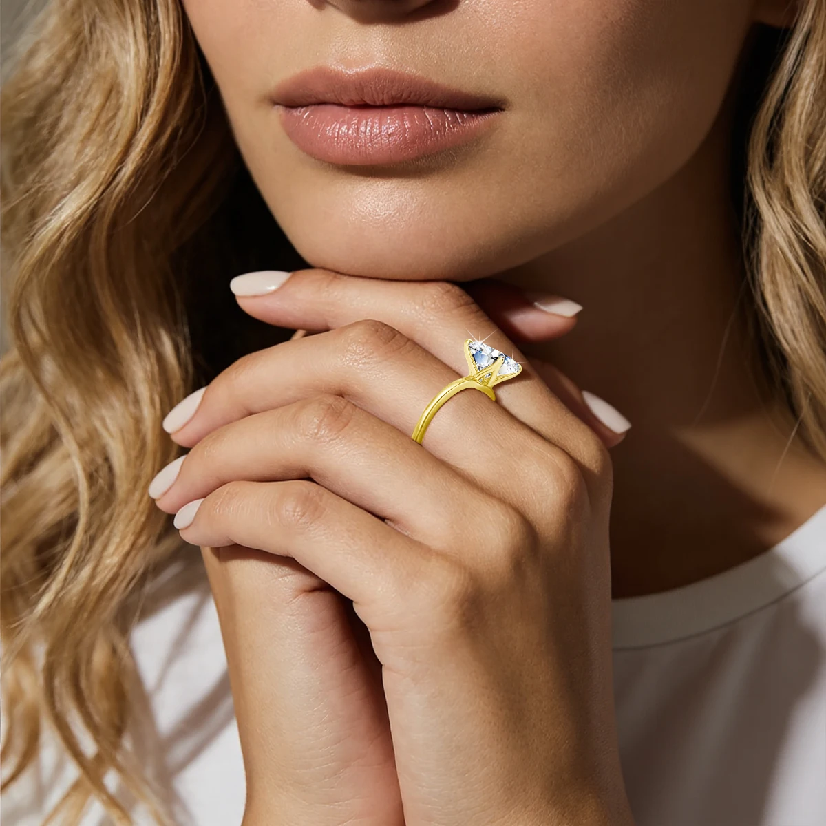 Szjinao 3CT Oval Moissanite Ring Real 14K Gold Filled Solitaire Diamond Ring Brilliant Cut Minimalist Fine Jewelry for Women