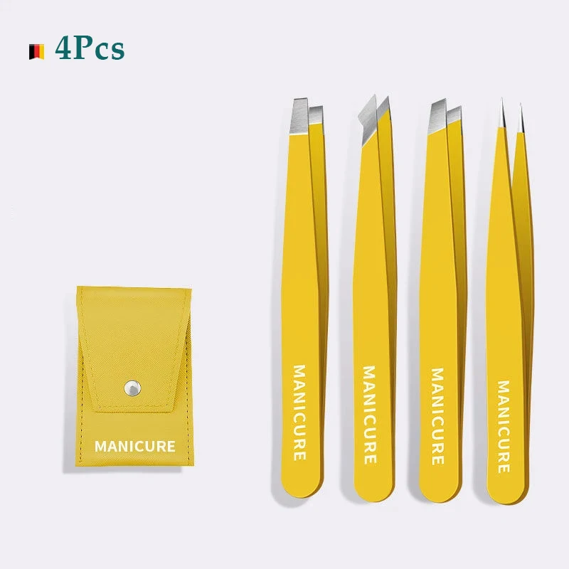 4 pezzi Pinzette per sopracciglia Capelli colorati Bellezza Estrattore per peli fini Clip per sopracciglia inclinate in acciaio inossidabile Strumenti per il trucco per la rimozione