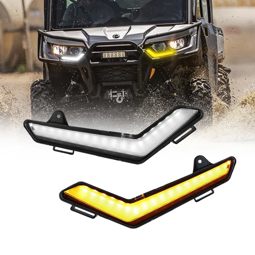 

ATV LED Turn Signal Lights Front LED Signature DRL Turn Signal Light for Can-Am Defender 2020+ Defender Max 2020+ Commander 2021