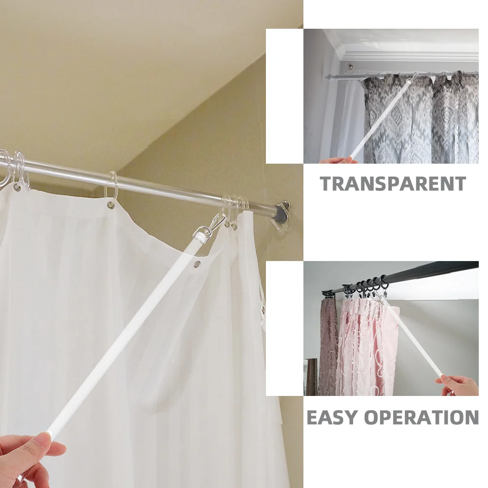 2 Pcs Blind Hook Ceiling Mount Curtain Rod Bracket Blinds White Sheer Decor Pull Turn