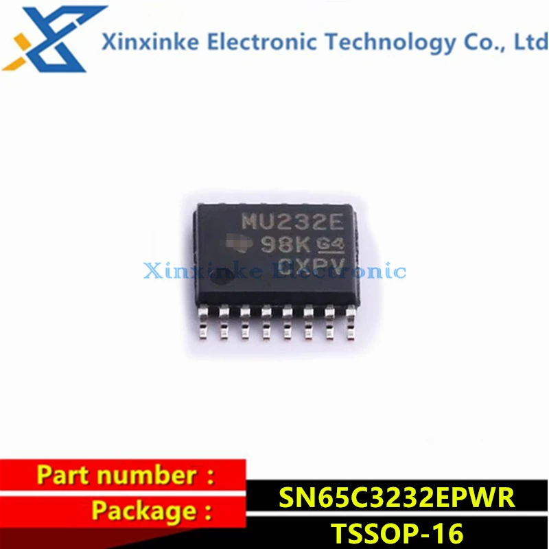 SN65C3232EPWR MU232E TSSOP-16 RS-232 Interface IC 3-5.5V 2 Ch 1 Mbit Line Driver/Receiver Full Duplex Transceivers