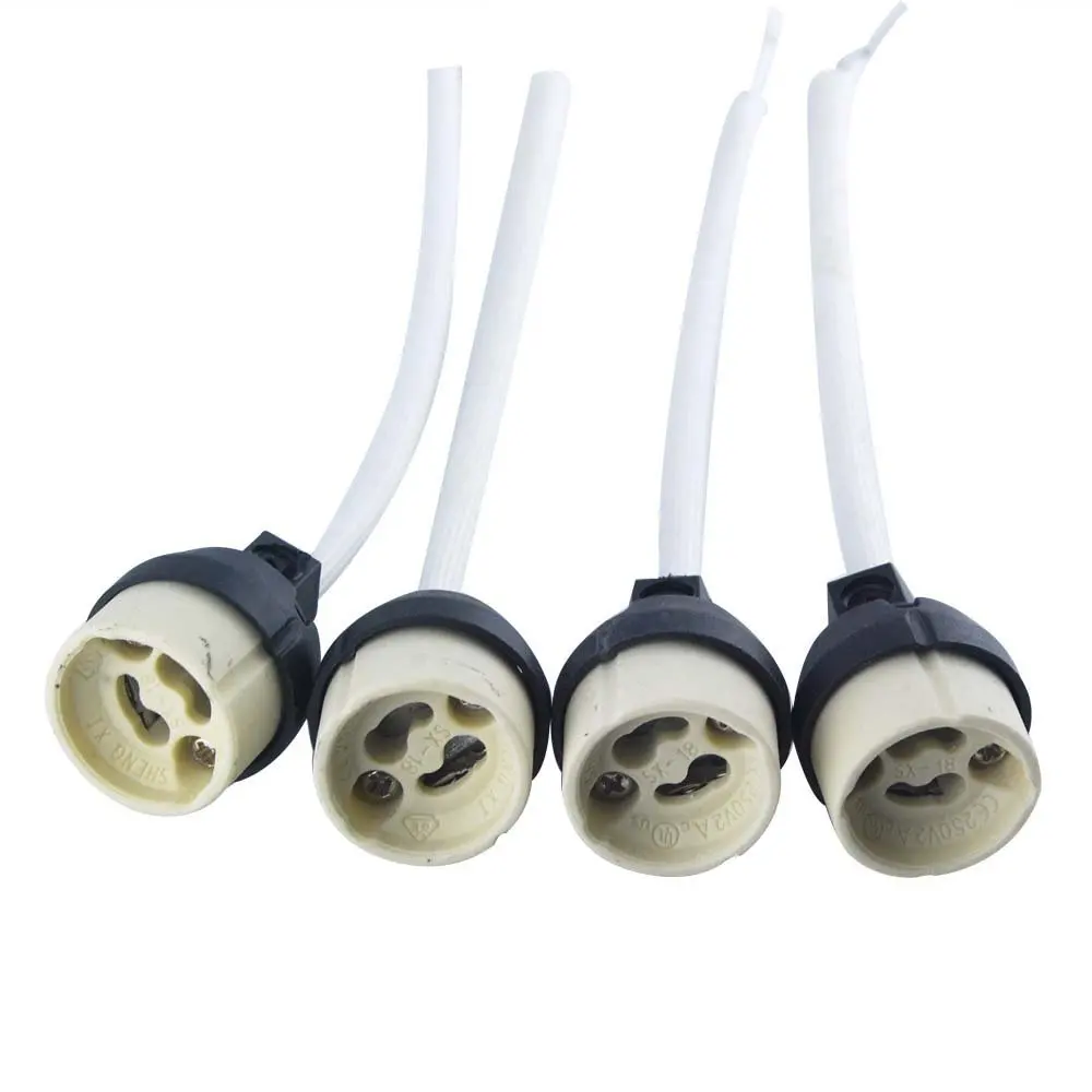 Fiação da lâmpada do suporte cerâmico para a base GU10, Soquete de halogênio, Conector Base, MR16, Lâmpada LED GU10