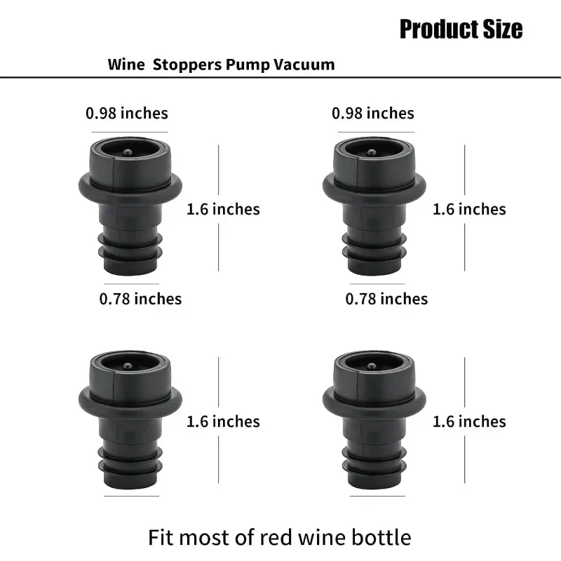 Wine Saver Vacuum Stoppers,Vacuum Pump Preserver Wine Saver Reusable Bottle Sealer Keeps Wine Fresh, Set of 24, Black