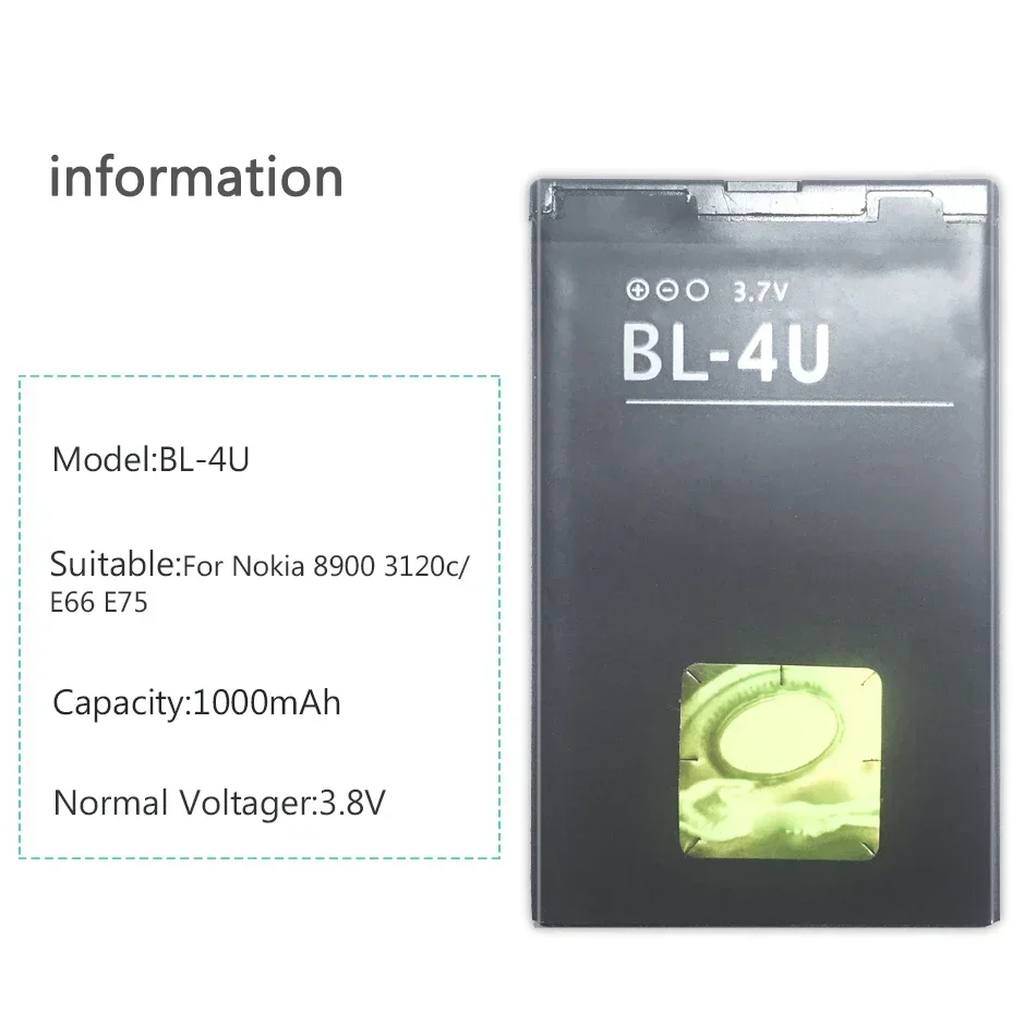 New 1000mAh BL-4U BL4U Battery For Nokia Asha 210 300 305 306 308 309 311 501 503 BL 4U Li-ion Lithium Bateria