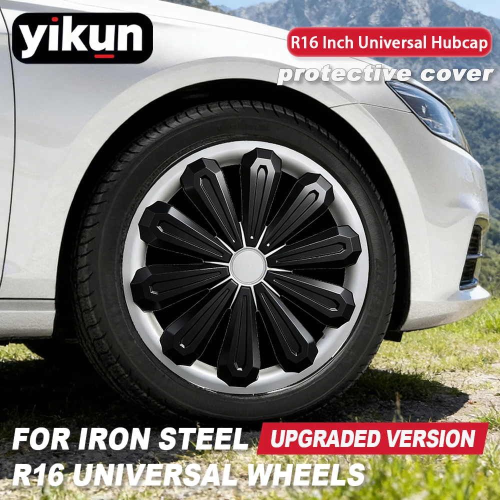 

YIKUN 4PCS R16 Inch Universal Car Wheel Cover Hubcap Replacement Snap Wheel Rim Cover PP Tire Accessories On SUV Truck Vehicle