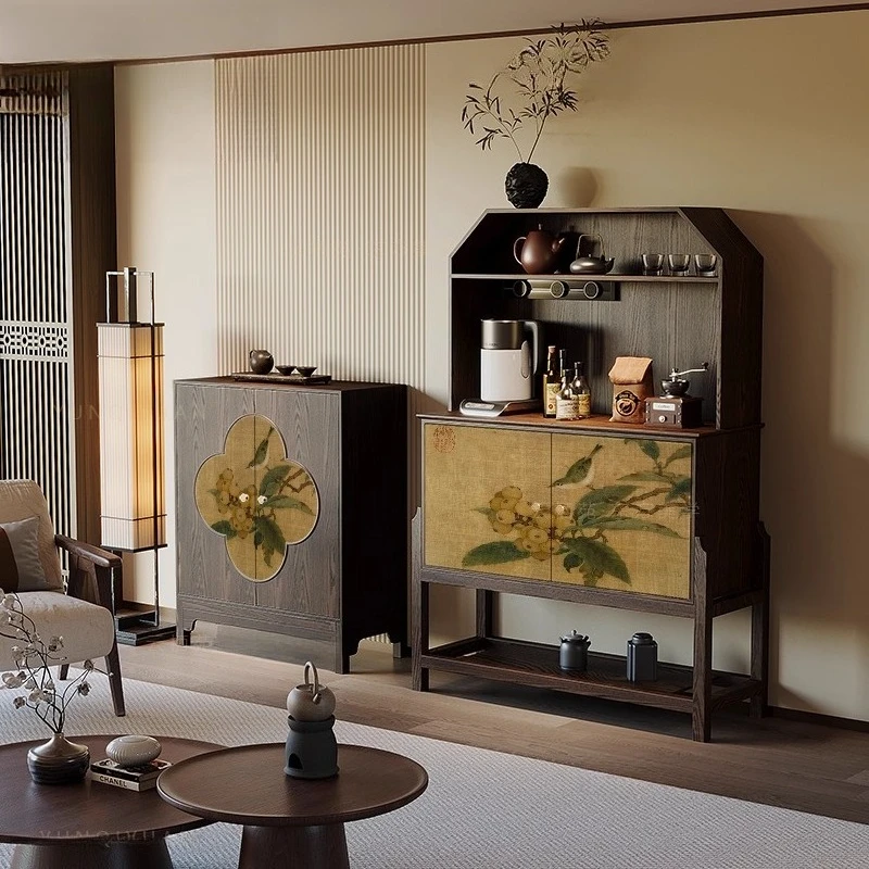 Song Dynasty aesthetics solid wood locker dining side cabinet tea cabinet integrated high cabinet against the wall