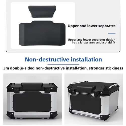 Imagen 2 del producto Poq Universal autoadhesivo a prueba de golpes Moto parte superior trasera caja equipaje cojín respaldo motocicleta pasajero respaldo trasero Pa