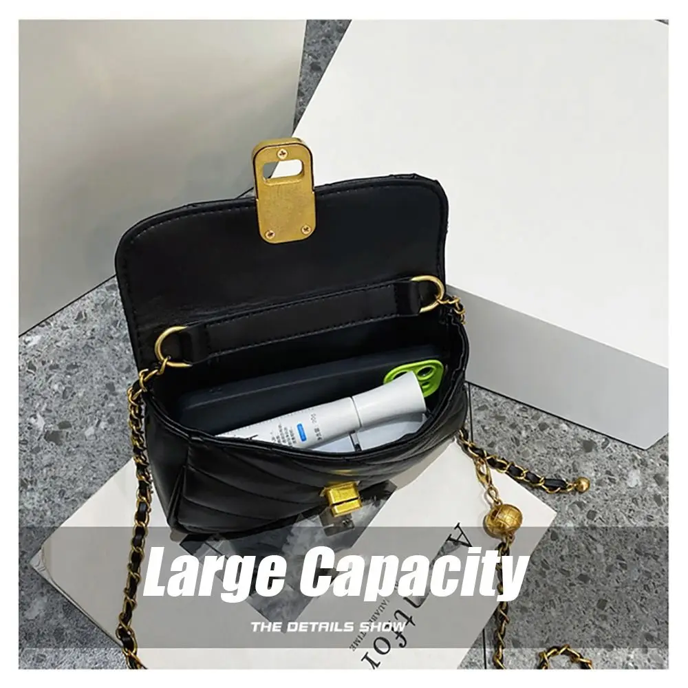 1Pcs Trendy Crossbody Bag Square Shoulder Bag Hardware Lock Convertible Leather Crossbody Handbag Daily Collocation