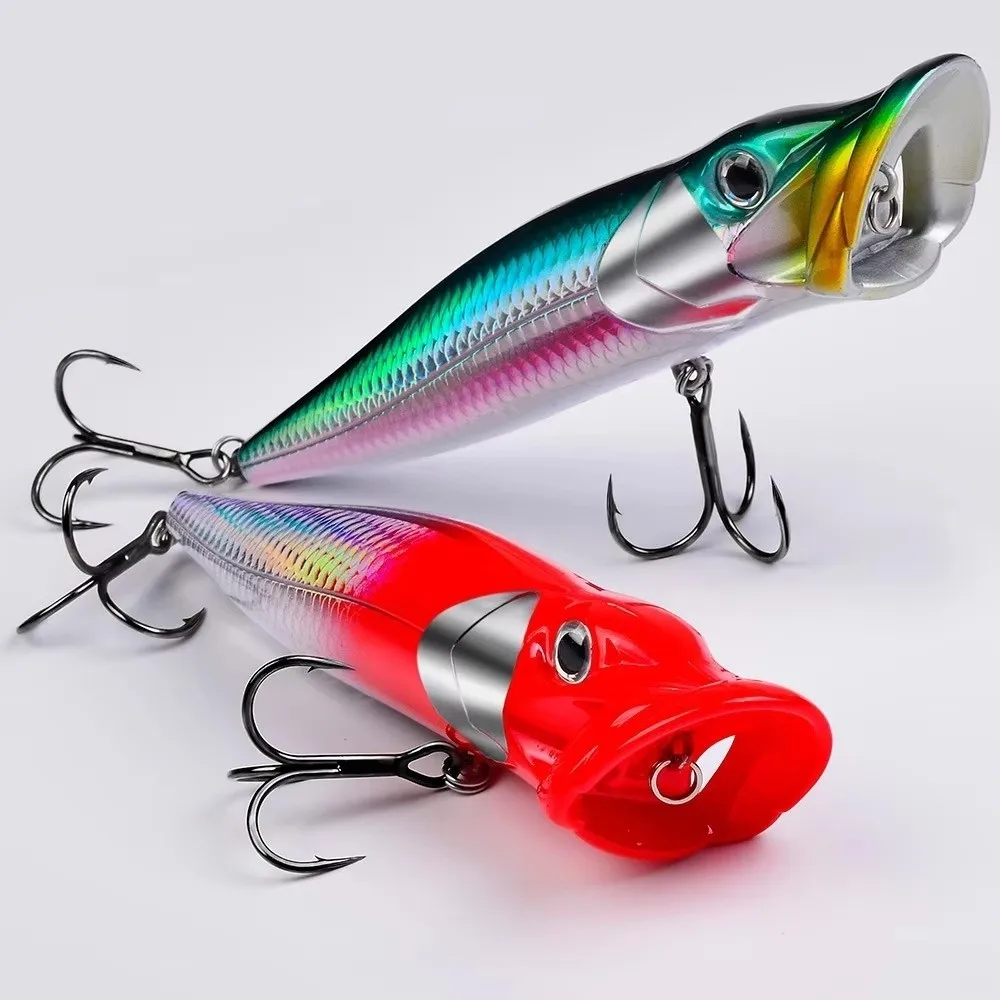 Floating Design Fishing Popper Lure Rattling Baits 19g Weight Topwater Fishing Lure Artificial Bait Long Cast Design