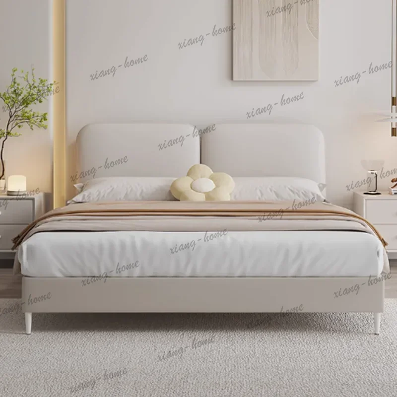 FG Modern European Frame Double Bed Simple Beige Soft Luxury Storage Double Beds Pliable Modern Castle Beliche Salon Furniture