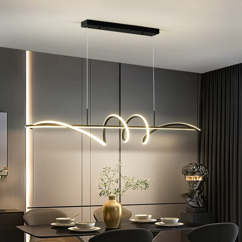 Modern Long Led Pendant Light for Restaurant Dining Room Table Bar Kitchen Island Dimming Led Simple Line Chandelier 100cm 120cm