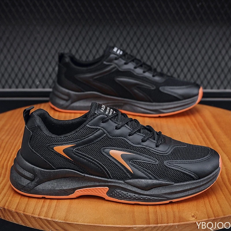 Nuevos zapatos transpirables de moda y versátiles para hombre para primavera y verano, zapatos deportivos de suela gruesa, sencillos, cómodos y duraderos para correr