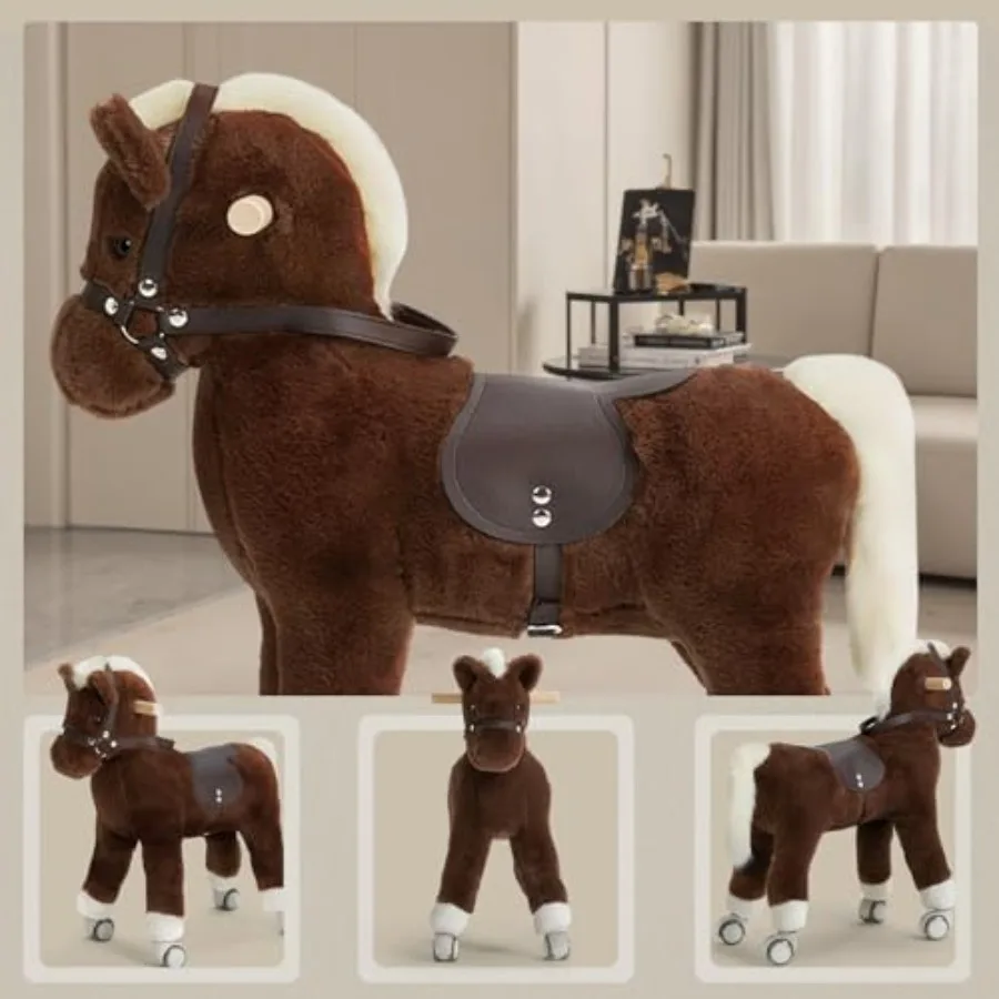 Konik do jeżdżenia dla malucha, mechaniczny konik do jeżdżenia, pluszowa zabawka w kształcie zwierzęcia, konik na biegunach, konik na biegunach dla