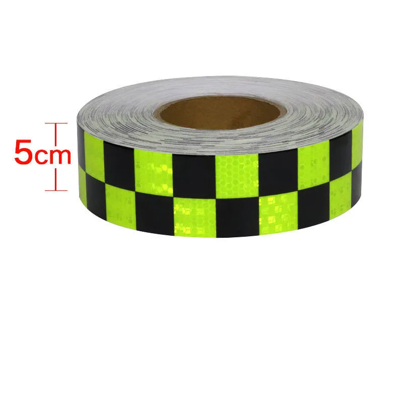 5Cm X 25M/Roll Plaid Waarschuwing Tape Strip Stickers Licht Reflector Beschermende Sticker Reflecterende Folie Auto Veiligheid mark