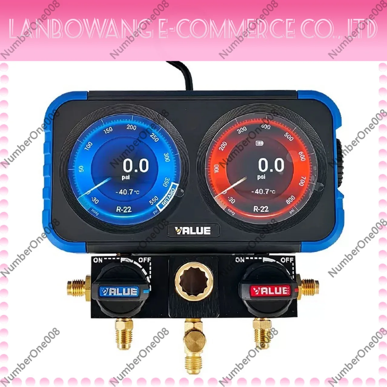 Digital Manifold Gauge HVAC Refrigerant Charging Dual Display for AC Unit