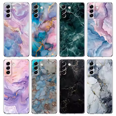 Fashion Marble Pattern Phone Case For Samsung Galaxy S24 Ultra S23 FE S22 S20 S21 5G S10 S9 Plus S10E S8 Silicone Clear Cover